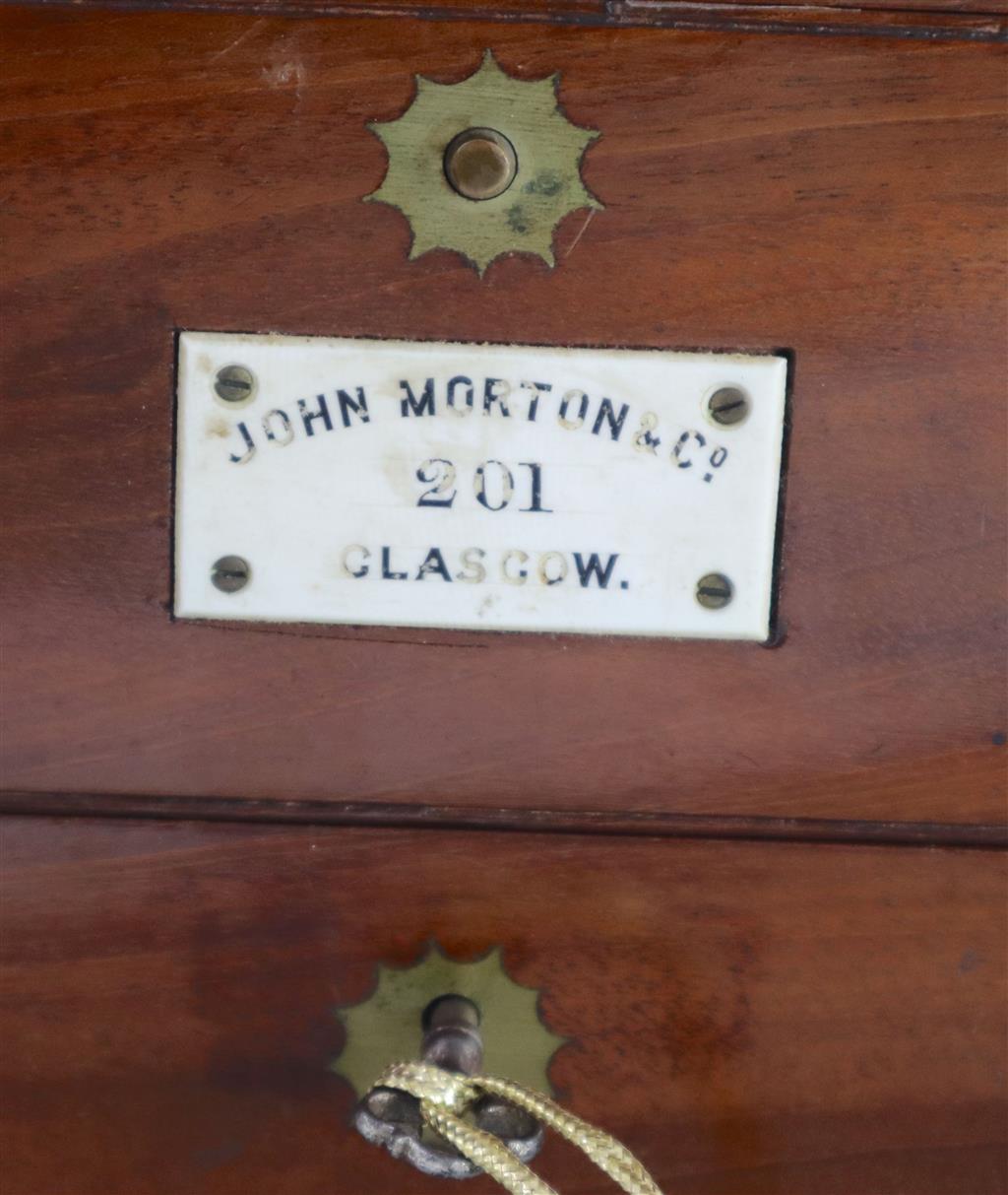 John Morton & Co. of Glasgow. A mahogany cased 2.5 day marine chronometer, case 7.25 x 7.25in. height 8in.